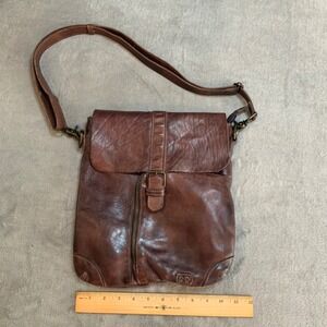 BedStu Brown Leather Crossbody Bag Messenger Flap Distressed Rustic Boho Handbag